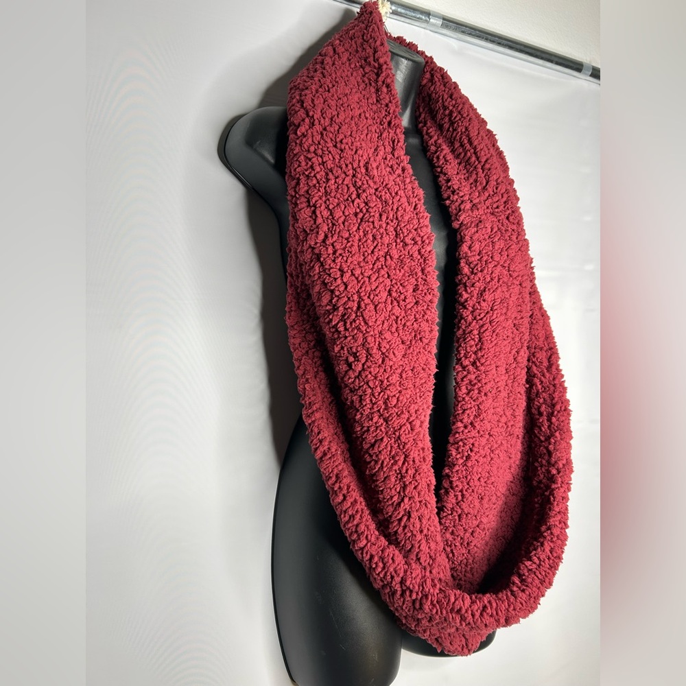 Cozy Burgundy Infinity Scarf (Faux Fur) - Picture 2 of 5